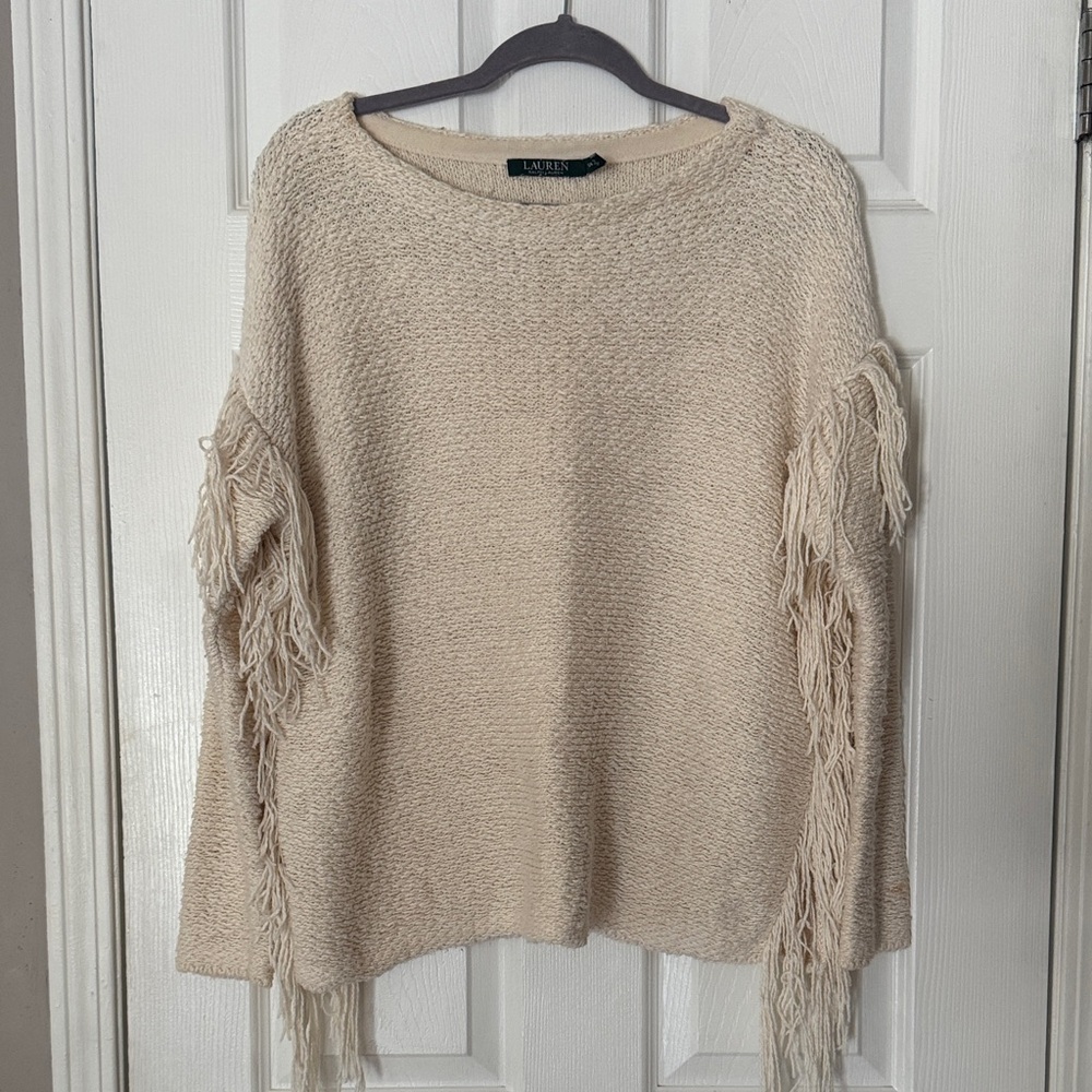 Ralph Lauren Beige Fringe Sweater